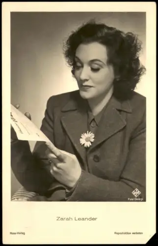 Ansichtskarte  Zarah Leander (Schweden) Sängerin und Schauspielerin 1940