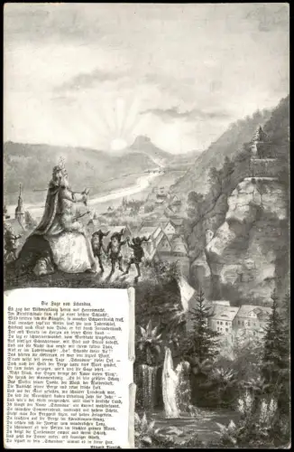 Bad Schandau Künstlerkarte Die Sage von Schandau (mit Text) 1910