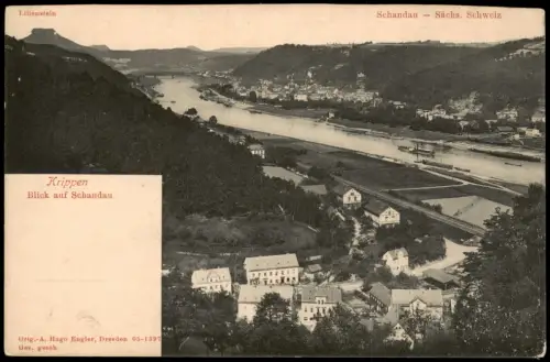 Ansichtskarte Bad Schandau Panorama-Ansicht Krippen Blick auf Schandau 1910