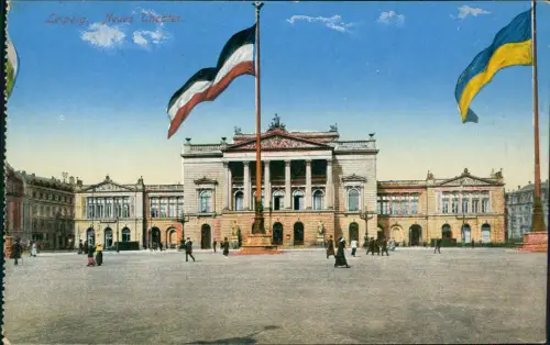 Ansichtskarte Leipzig Neues Theater Fahnen 1917
