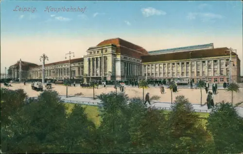 Ansichtskarte Leipzig Hauptbahnhof mit Anlagen 1913