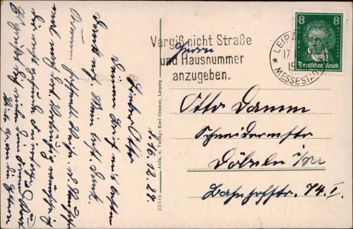 Ansichtskarte Leipzig Markt m. Altem Rathaus u. Siegesdenkmal 1927