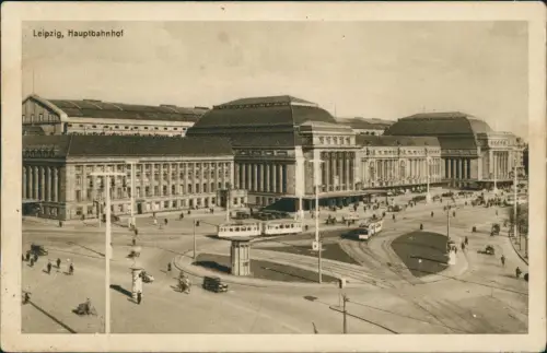 Ansichtskarte Leipzig Hauptbahnhof Vorplatz 1934