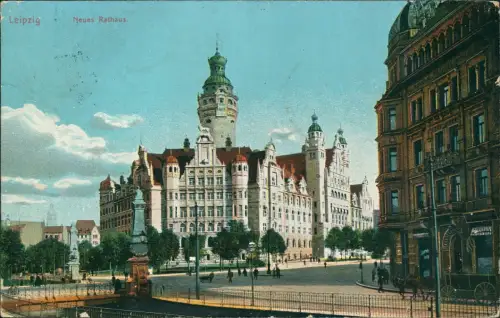 Ansichtskarte Leipzig Straßenpartie Neues Theater 1907