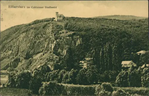 Ansichtskarte Koblenz Rittersturz im Coblenzer Stadtwald 1921