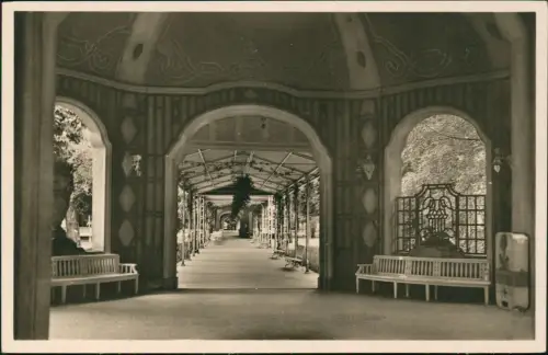 Ansichtskarte Bad Brückenau Kuranlagen Blick in die Wandelhalle 1920