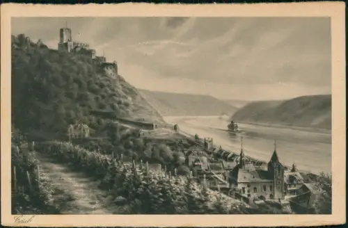 Ansichtskarte Kaub Burg Gutenfels Bund die Pfalz Künstlerkarte 1928