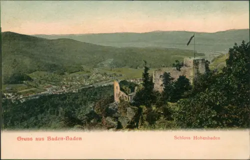 Ansichtskarte Baden-Baden Schloss Hohenbaden (Altes Schloss) 1912