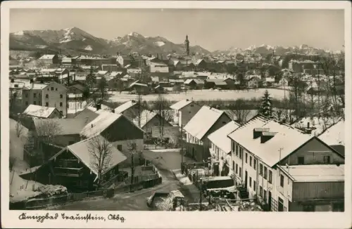 Ansichtskarte Traunstein Stadtpartie Winter 1940  gel. Feldpost WK2