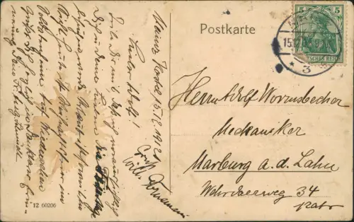 Ansichtskarte Mainz Kaiserbrücke Straße Littfasssäule 1912