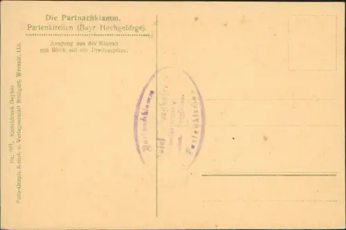 Ansichtskarte Garmisch-Partenkirchen Partnachklamm 1927