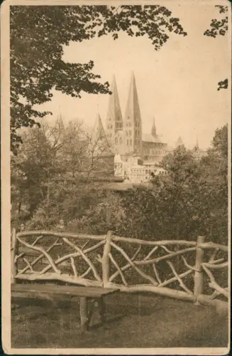 Ansichtskarte Lübeck Blick von der Bahnhofshöhe 1908
