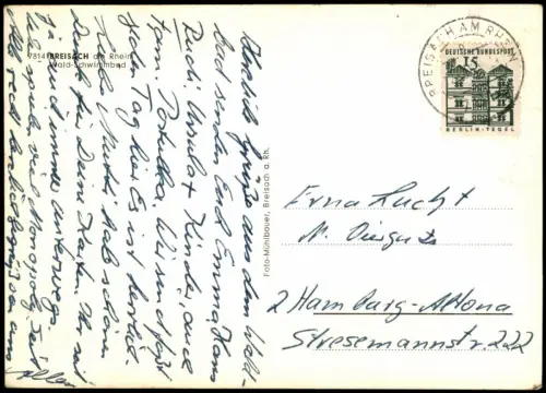 Ansichtskarte Breisach (Rhein) Freibad Schwimmbad 1969