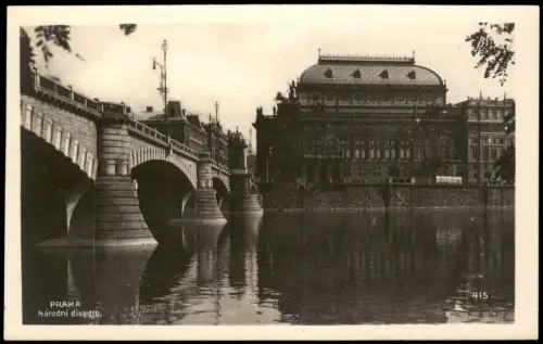 Prag Praha PRAHA Národní divadlo Fluss Brücke Gebäude-Ansicht 1930