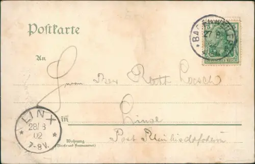 Ansichtskarte Badenweiler Panorama-Ansicht von der Ruine 1902 Ankunftsstempel