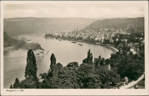 Ansichtskarte Boppard Panorama-Ansicht Rhein-Blick Schiffe 1936