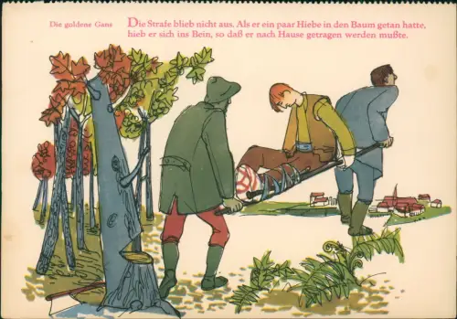 DDR Künstlerkarte Dt. Hygiene-Museum Dresden: Die goldene Gans 1958