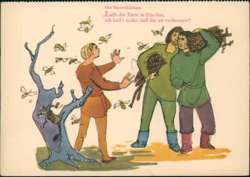 DDR Künstlerkarte Dt. Hygiene-Museum Dresden: Die Bienenkönigin 1958