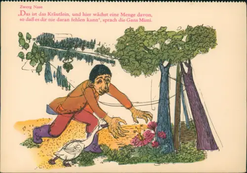 Ansichtskarte  DDR Künstlerkarte Dt. Hygiene-Museum Dresden: Zwerg Nase 1958