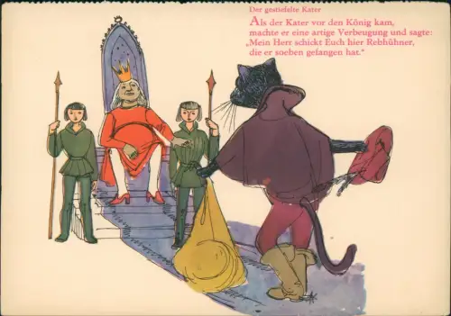 Der gestiefelte Kater DDR Künstlerkarte Dt. Hygiene-Museum Dresden 1958