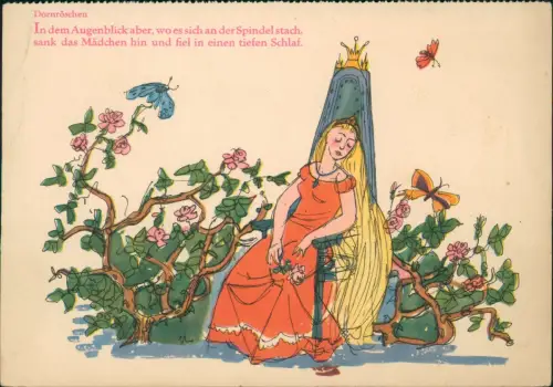 Dornröschen DDR Künstlerkarte Dt. Hygiene-Museum Dresden 1958