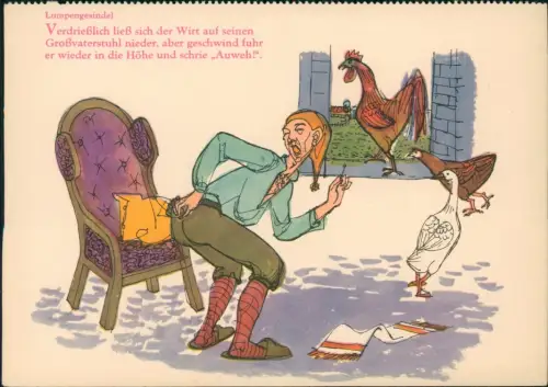 DDR Künstlerkarte Dt. Hygiene-Museum Dresden: Lumpengesindel 1958