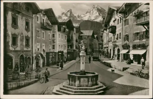 Ansichtskarte Berchtesgaden Marktplatz mit Watzmann 1957