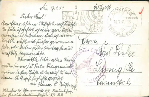 Ansichtskarte München Rathaus mit Frauenkirche 1941