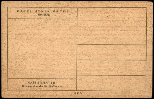 Künstlerkarte Personen Porträt KAREL HYNEK MACHA (1810-1836) 1920