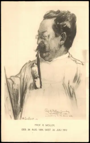 Ansichtskarte  Künstlerkarte Prof. R. Möller (als Porträt gezeichnet) 1920