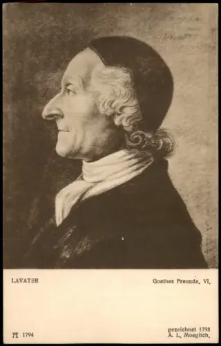 Künstlerkarte Gemälde LAVATER Goethes Freunde Porträt-Kunst 1920