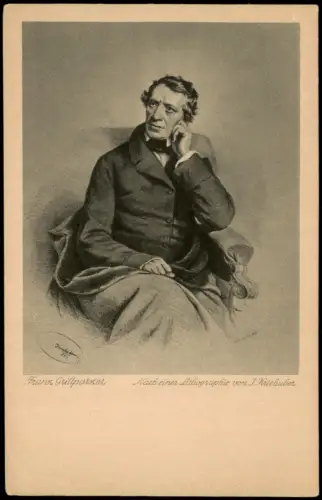 Künstlerkarte Franz Grillparzer nach Lithographie von J. Kriehuber 1920