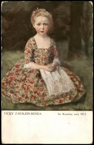 Künstlerkarte Kunstwerk VICKY ZAESLEIN-BENDA Mädchen Im Kostüm 1910