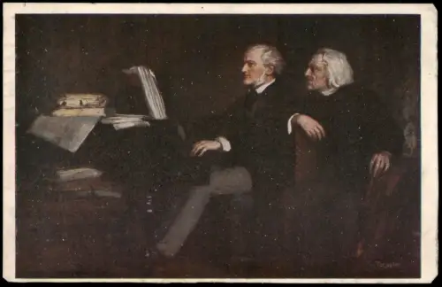 Künstlerkarte Gemälde Kunstwerk HERMANN TORGLER Liszt bei Richard Wagner 1919