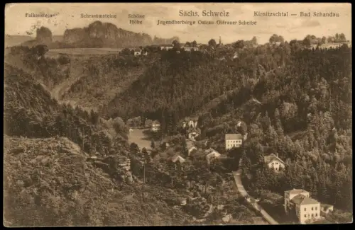 Ansichtskarte Kirnitzschtal Blick auf das Dorf 1917