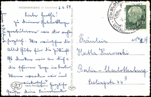 Niedermarsberg-Marsberg Panorama Ortsansicht Ort im Sauerland 1959