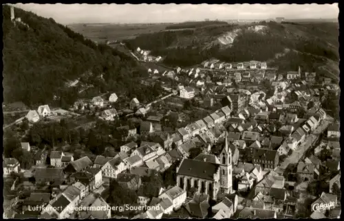 Niedermarsberg-Marsberg Luftbild Fliegeraufnahme Niedermarsberg 1960