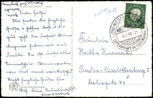 Ansichtskarte Niedermarsberg-Marsberg Panorama-Ansicht Gesamtansicht 1959