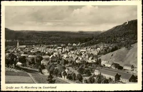 Ansichtskarte Niedermarsberg-Marsberg Panorama-Ansicht Totalansicht 1959