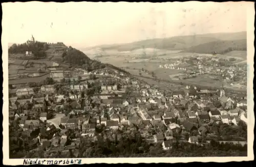 Niedermarsberg-Marsberg Panorama-Ansicht Ortsansicht aus der Vogelschau 1954