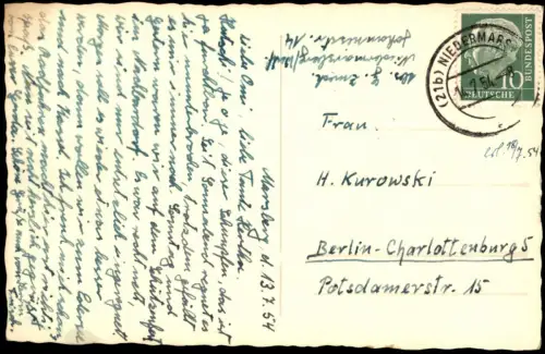 Niedermarsberg-Marsberg Panorama-Ansicht Ortsansicht aus der Vogelschau 1954