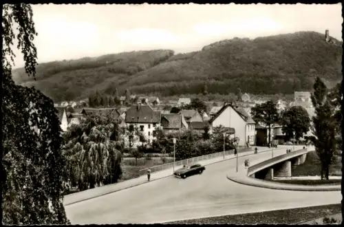 Niedermarsberg-Marsberg Ortsansicht Blick auf die Diemelbrücke 1960