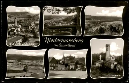 Niedermarsberg-Marsberg Mehrbildkarte mit diversen Ortsansichten 1960