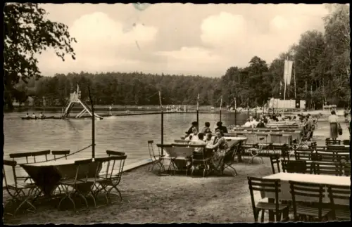 Schmannewitz-Dahlen Waldbad Außensitz der Gaststätte zur DDR-Zeit 1957