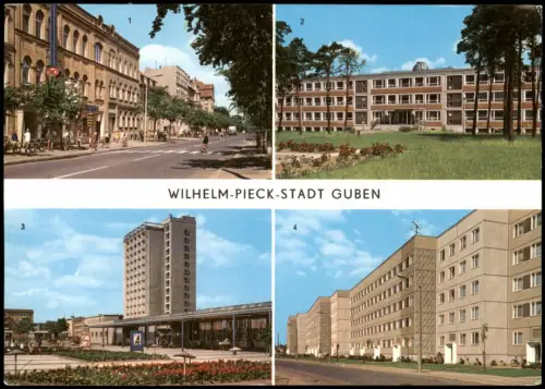 Ansichtskarte Guben Wilhelm-Pieck-Straße, Schule, Obersprucke 1975/1980
