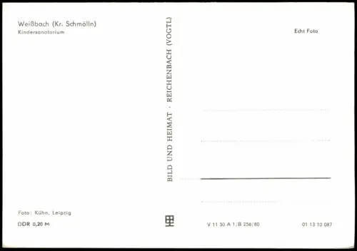 Ansichtskarte Weißbach (bei Schmölln) Kindersanatorium zur DDR-Zeit 1980