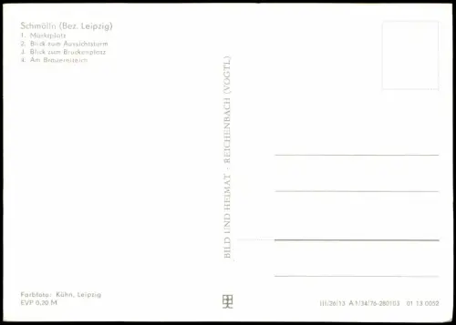 Schmölln Marktplatz, Aussichtsturm, Brückenplatz, Brauereiteich 1976