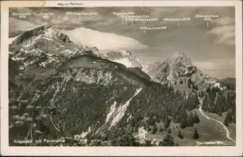 Garmisch-Partenkirchen Kreuzeck (Wettersteingebirge) Panorama Alpen Blick 1940