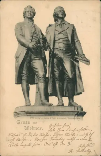Ansichtskarte Weimar Goethe und Schillerdenkmal 1899