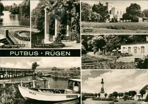 Putbus DDR MB AK Neue Terrasse im Park Tierpark Marktplatz Rosengarten 1971